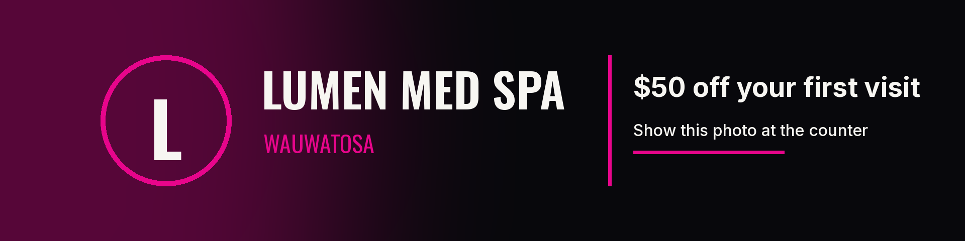 Sample sponsor header band: Lumen Med Spa